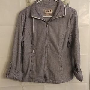 AMX Women's Casual Jacket Size S Black/White Srip